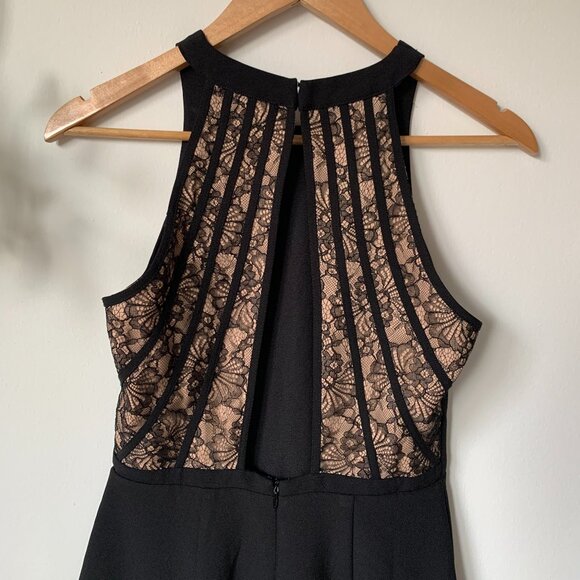 Adelyn Rae Cutout Lace Halter Cocktail Black Mini Date Night Dress Siren Wedding - Picture 4 of 14